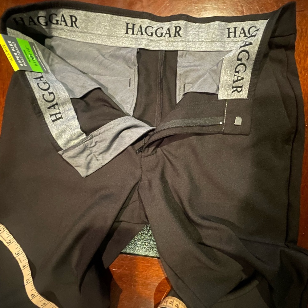 HAGGAR Super Flex Waistband REPREVE Mens Dress Flat Front Pants 32 X 32 NWTag - Picture 4 of 14